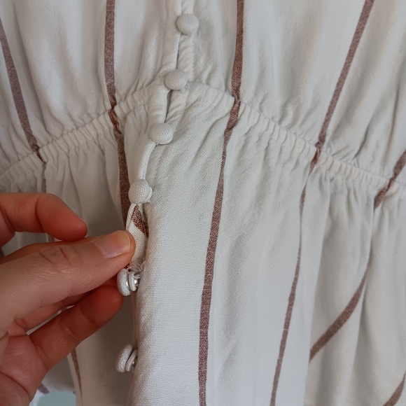 Wes White Striped Button-Up Short Sleeve Top - Picture 5 of 13